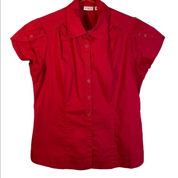 Cato Red Button Up Top Size Small - Picture 1 of 9